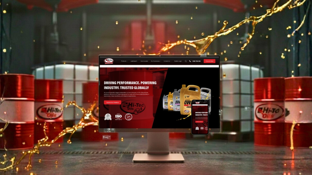 “Hi-Tec Oils new website launch showcasing redesigned homepage on desktop and mobile devices”
